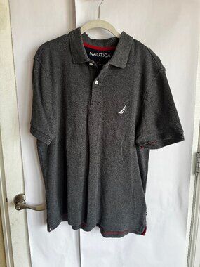 Mens Nautica 100% Cotton Heather Gray Polo in Large
